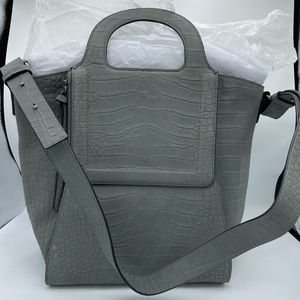 Vince Camuto Lela Tote NWT Gray Croco Leather Purse